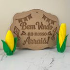 Kits Festa Junina Decorativo Milhos e Placa MDF Arraiá São João