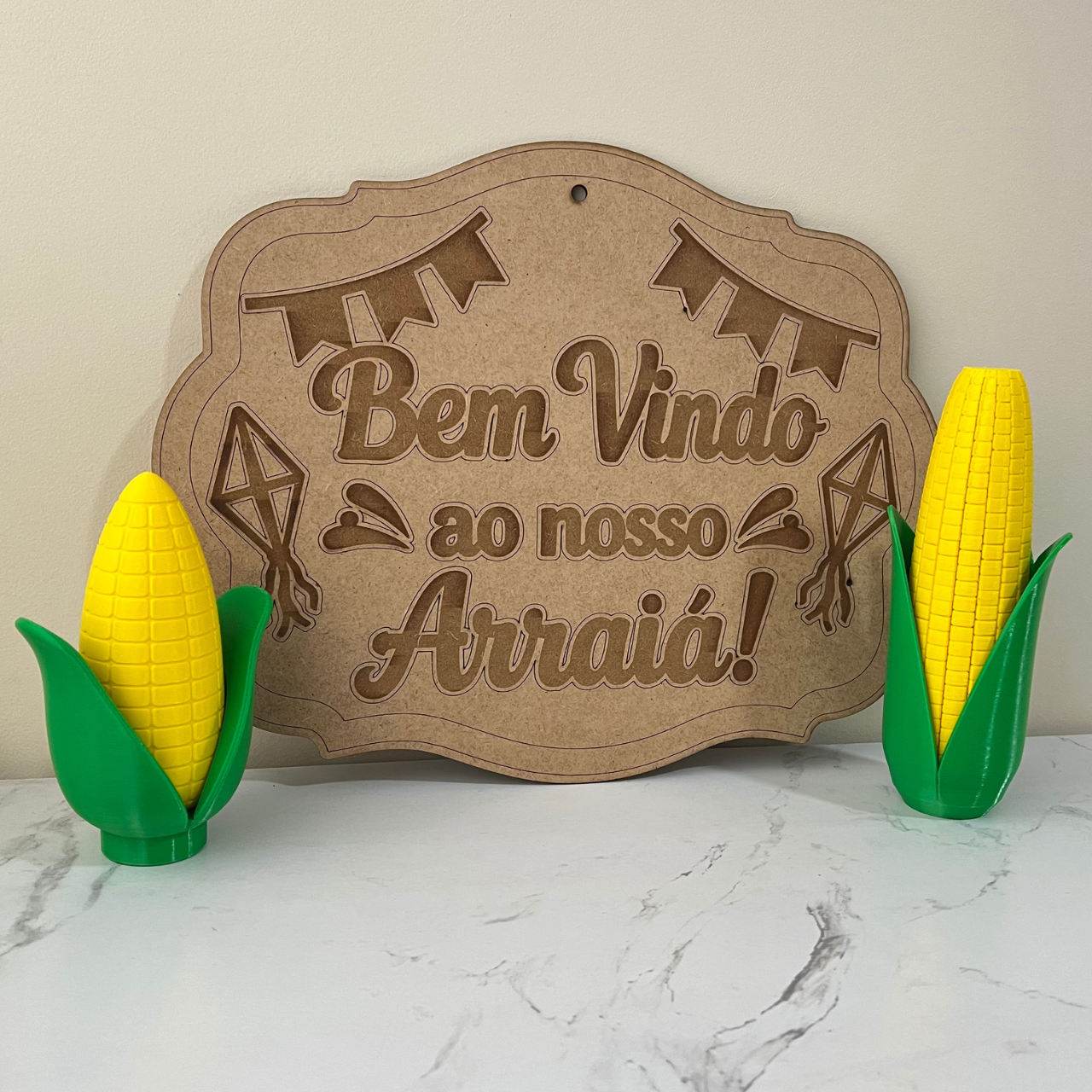 Kits Festa Junina Decorativo Milhos e Placa MDF Arraiá São João