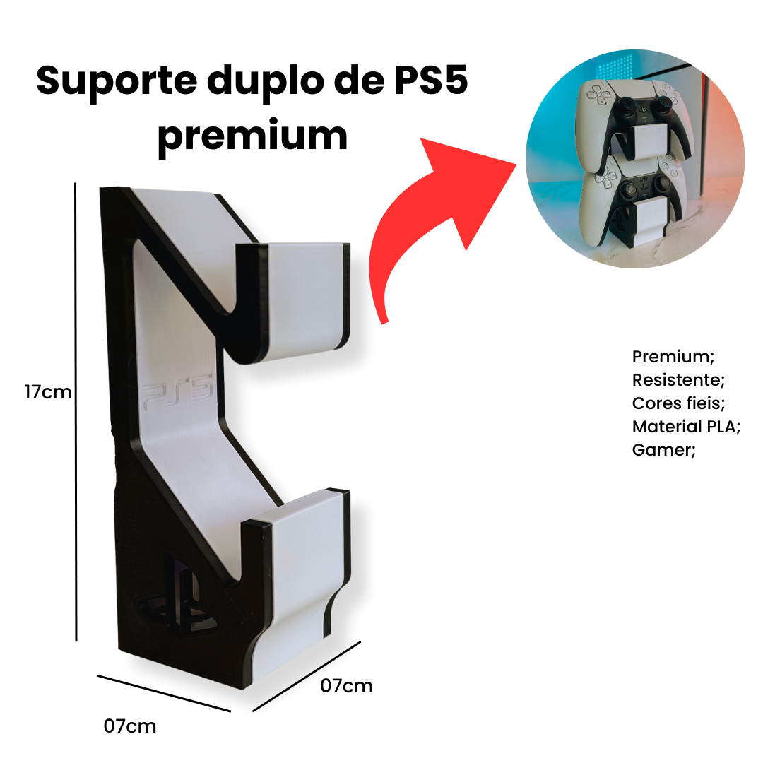 Suporte Duplo para Controle PS5 Organizador de Mesa