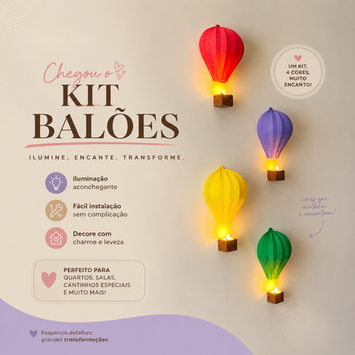 Balão Decorativo com LED – Kit 2 ou 4 Unidades