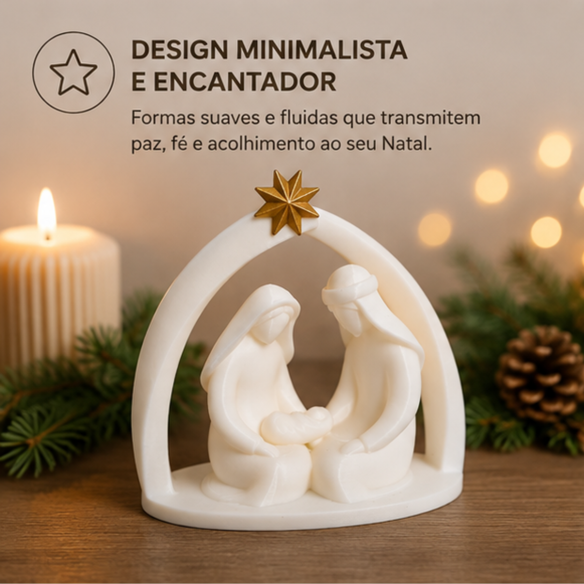 Presépio Natalino Moderno Sagrada Família Menino Jesus Enfeite Decoração de Mesa para Natal