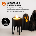 Kit Halloween Decorativo Com LED Fantasma Chapéu Bruxa Enfeite Mesa Festa Terror 3D