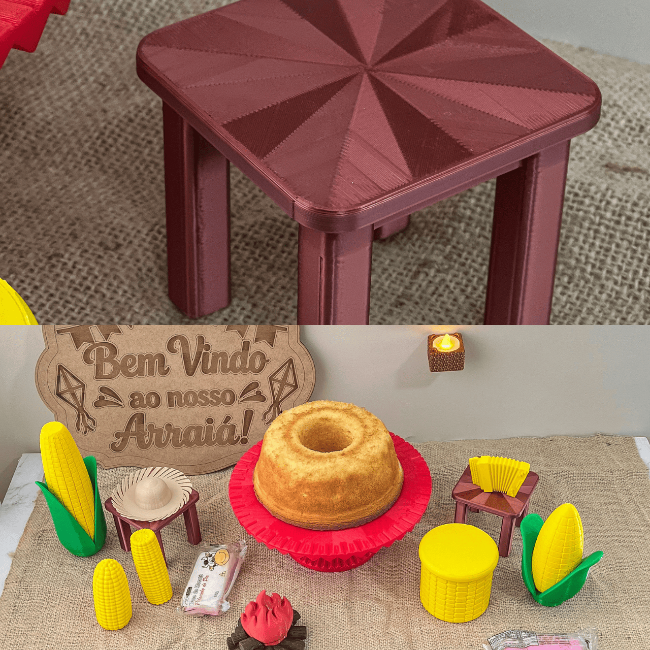 Kit Festa Junina Completa Decoração São João Mesa Arraiá LED