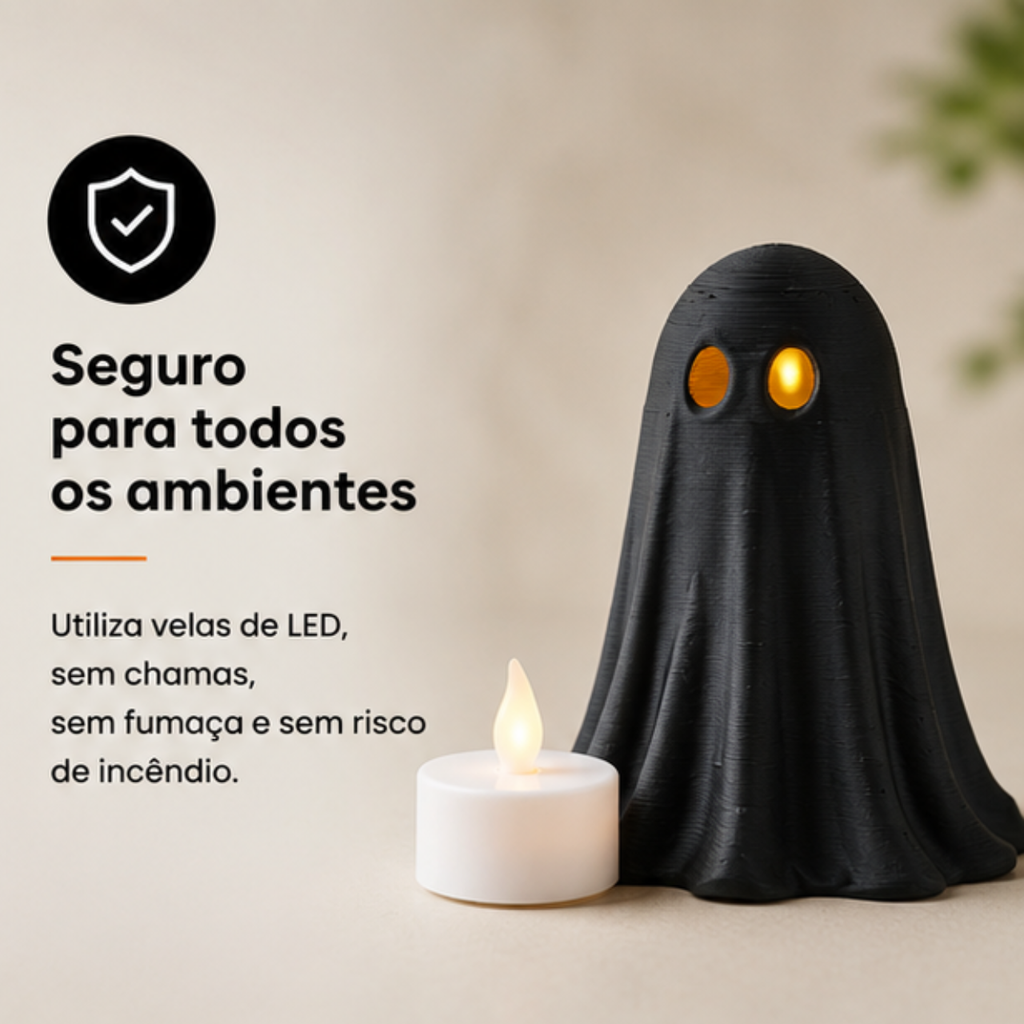 Kit Halloween Decorativo Com LED Fantasma Chapéu Bruxa Enfeite Mesa Festa Terror 3D