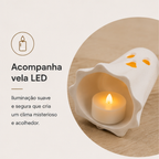 Kit 3 Fantasmas Halloween Porta Vela LED Decoração de Mesa Enfeite Festa Dia das Bruxas Criativo