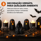 Kit Halloween Decorativo Com LED Fantasma Chapéu Bruxa Enfeite Mesa Festa Terror 3D
