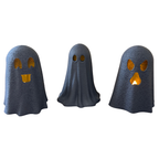 Kit 3 Fantasmas Halloween Porta Vela LED Decoração de Mesa Enfeite Festa Dia das Bruxas Criativo