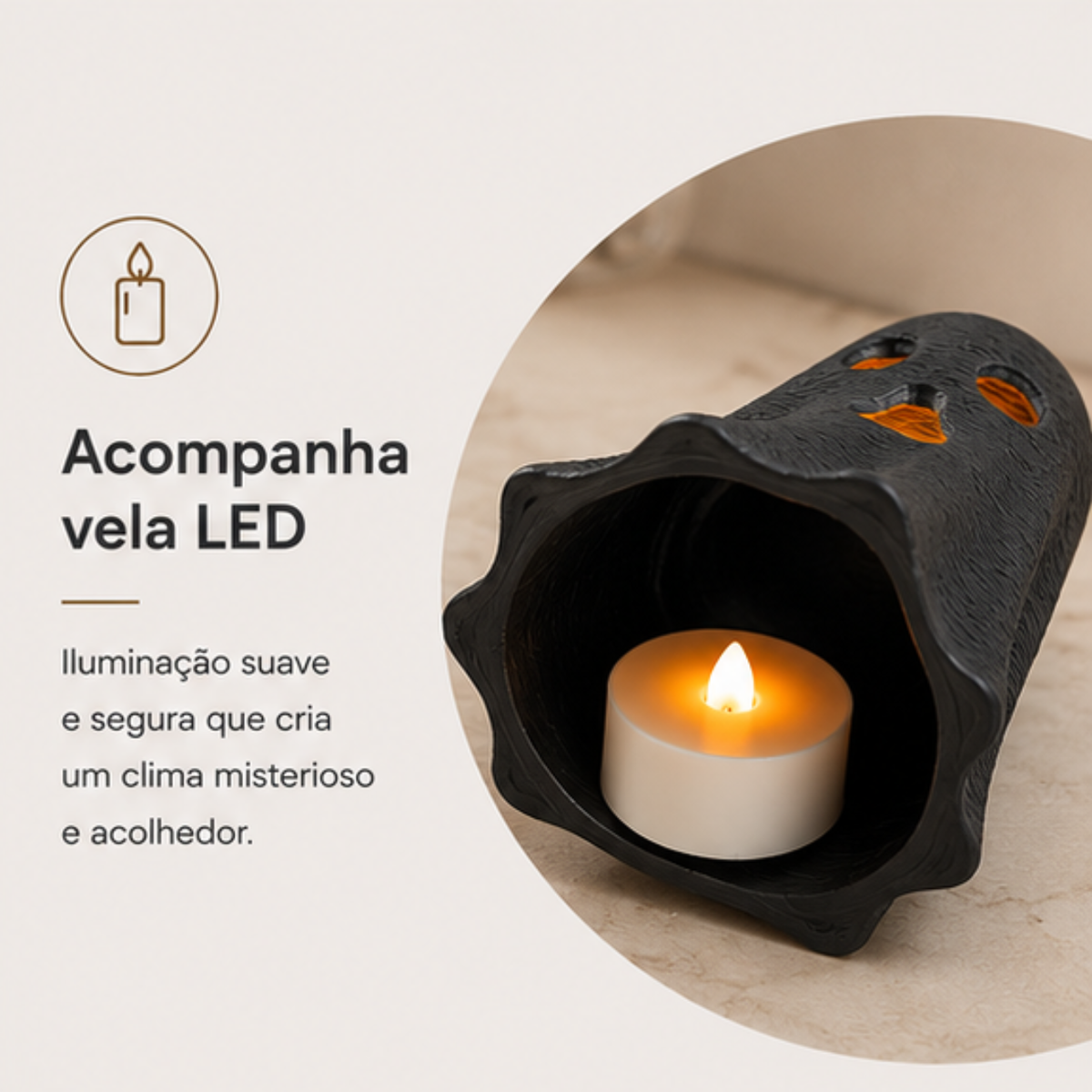 Kit 3 Fantasmas Halloween Porta Vela LED Decoração de Mesa Enfeite Festa Dia das Bruxas Criativo