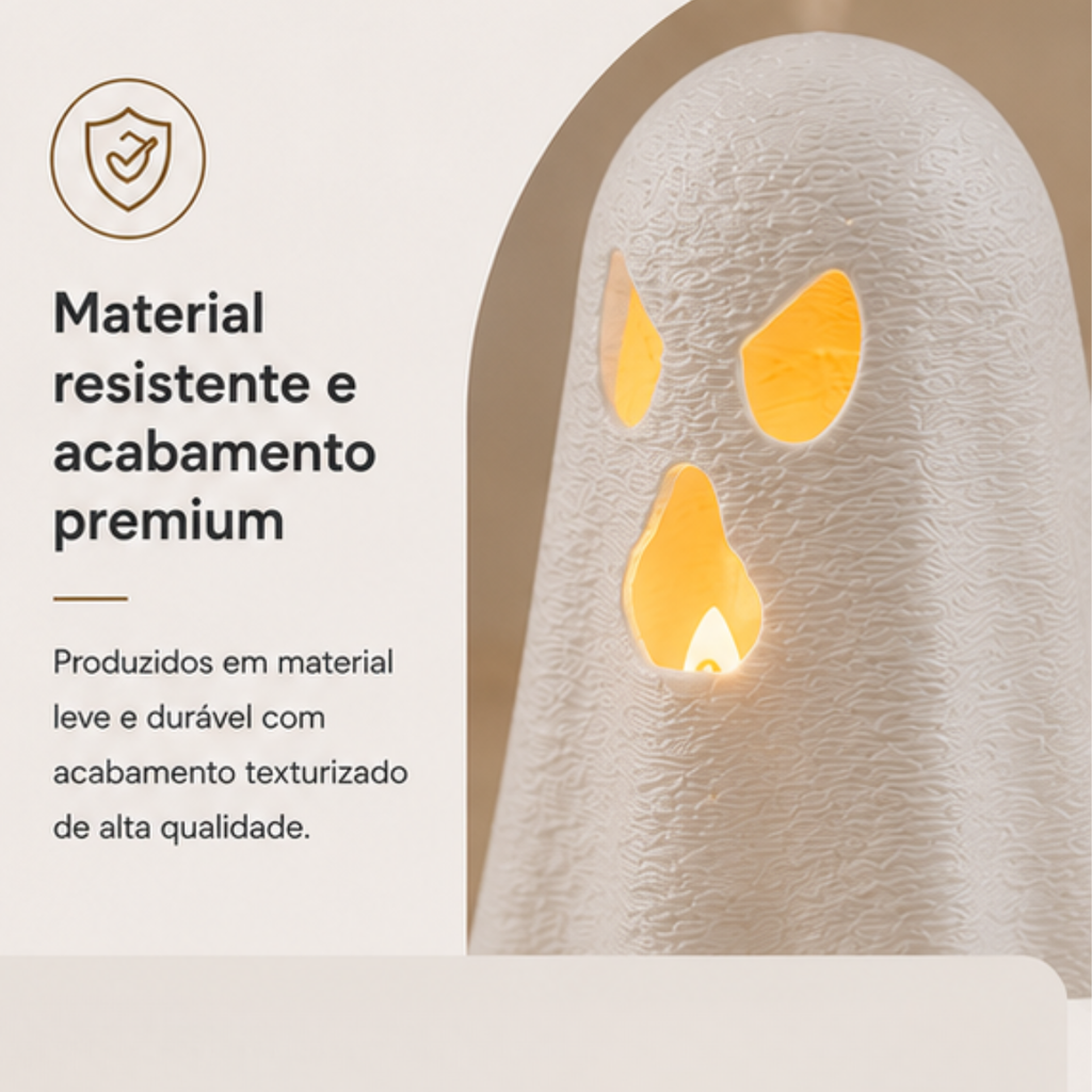 Kit 3 Fantasmas Halloween Porta Vela LED Decoração de Mesa Enfeite Festa Dia das Bruxas Criativo