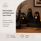 Kit 3 Fantasmas Halloween Porta Vela LED Decoração de Mesa Enfeite Festa Dia das Bruxas Criativo