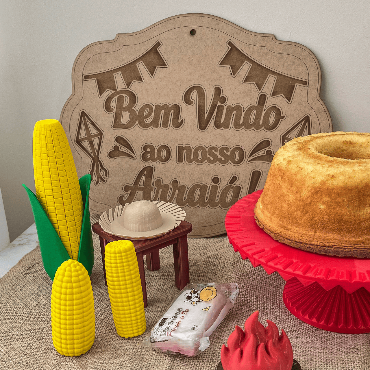Kit Festa Junina Completa Decoração São João Mesa Arraiá LED